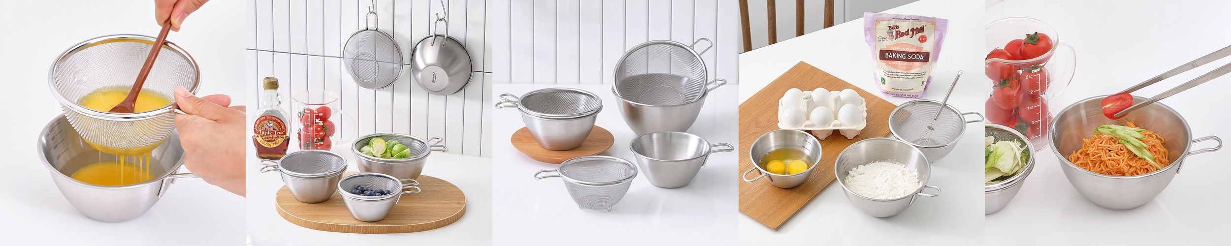 스텐 뉴 미니 숏핸들 믹싱볼 채반 세트 13cm / 500ml 과일 야채 바구니