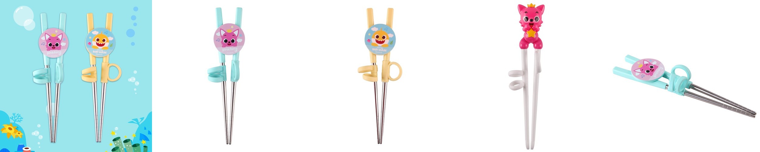 1+1 핑크퐁 아기상어 유아 젓가락 교정 젓가락 왼손 아기 젓가락