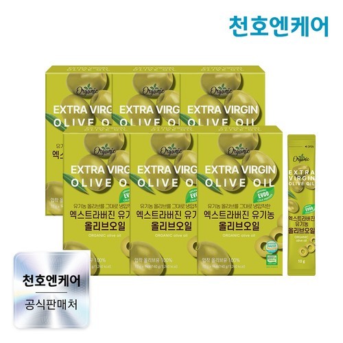 천호엔케어 유기농 엑스트라버진 피쿠알 올리브오일 스틱 냉압착 올리브유 14포, 6개