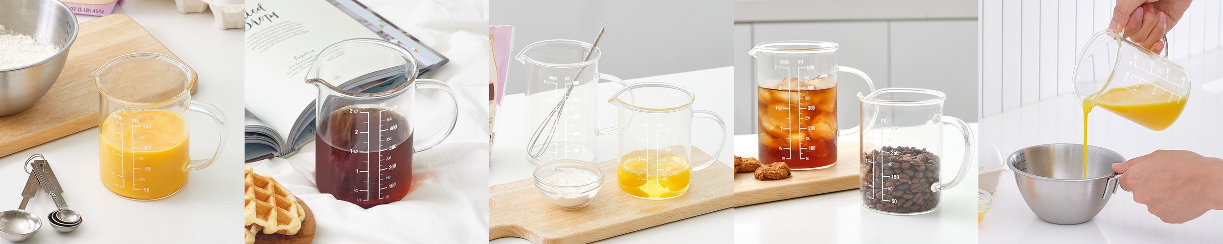 프리미엄 비커 내열 유리 계량컵 350ml / 홈카페 유리잔 컵 저그