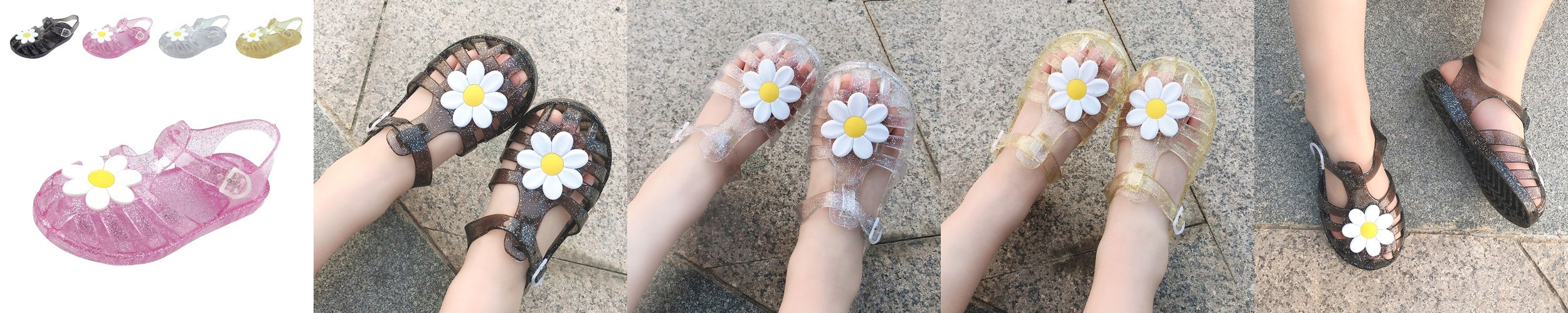 아동 샌들 키즈 젤리 슈즈 유아 여아 초등 학생 주니어 여름 신발 물놀이 스트랩 꽃 찍찍이