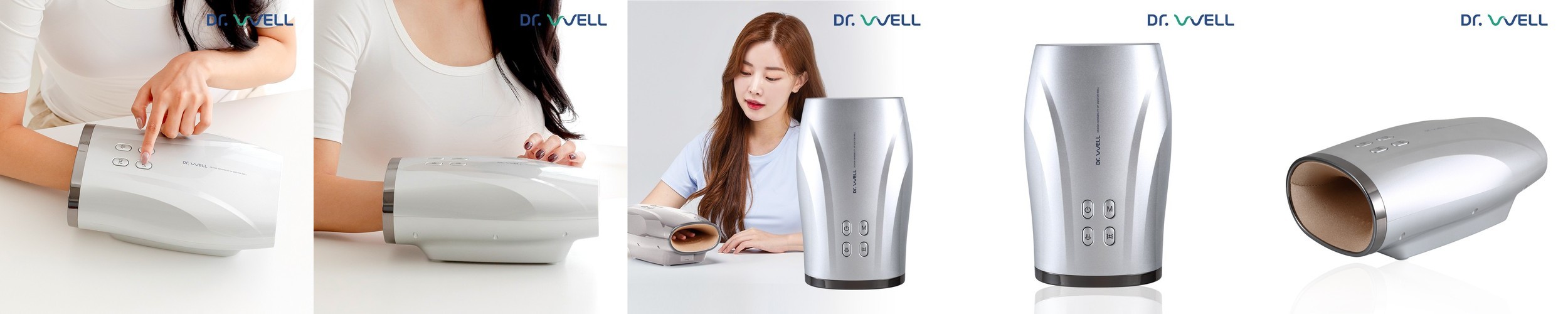 닥터웰 손마사지기 손가락 손목마사지기 공기압 온열 무선 안마기 (실버) DR-833