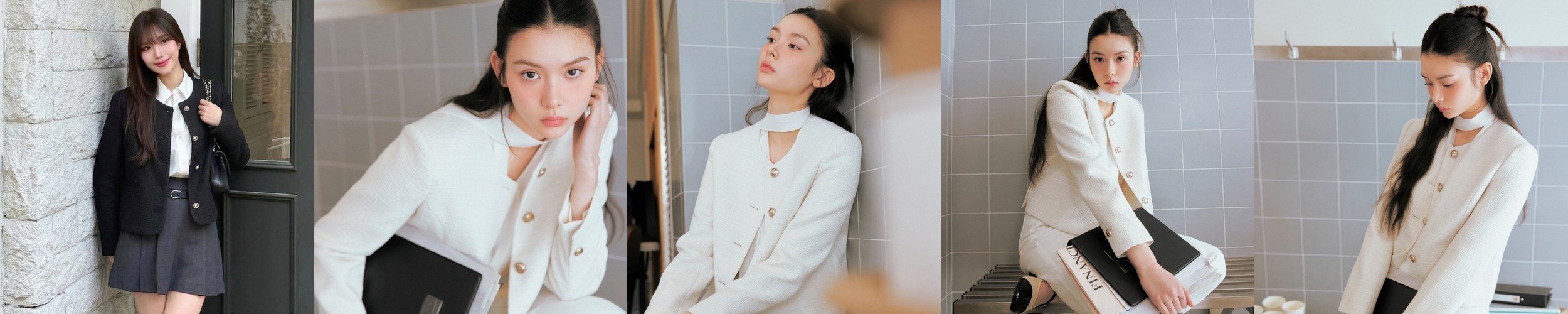 포켓 세미크롭 탄탄한 흑청 코튼 간절기 가을 남방 자켓 아이보리 블랙