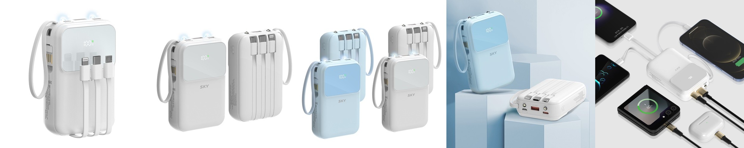 필 U10PD 5in1 유선 빌트인 고속충전 보조배터리 10000mAh, 폴라 화이트