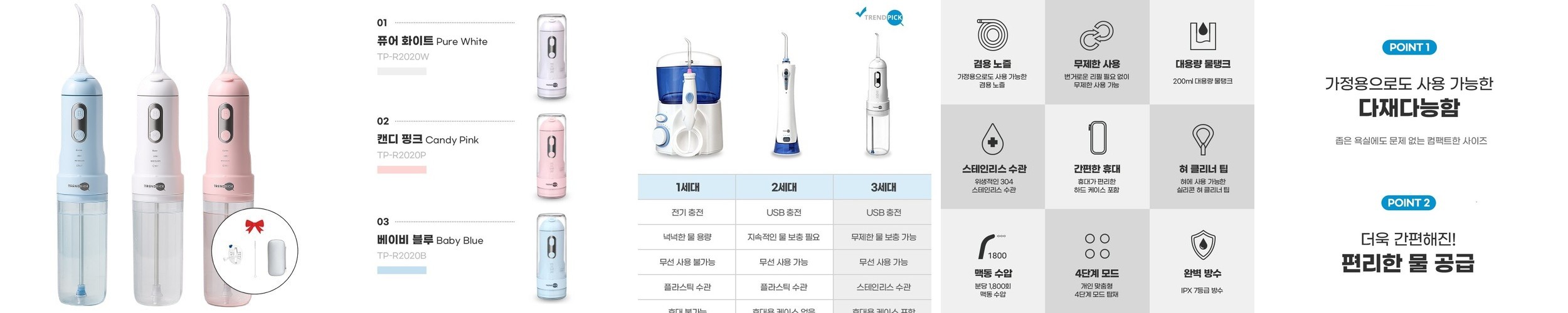 랄드모이어 구강세정기 워터젯 휴대용 무선 물치실 치아세정 덴탈