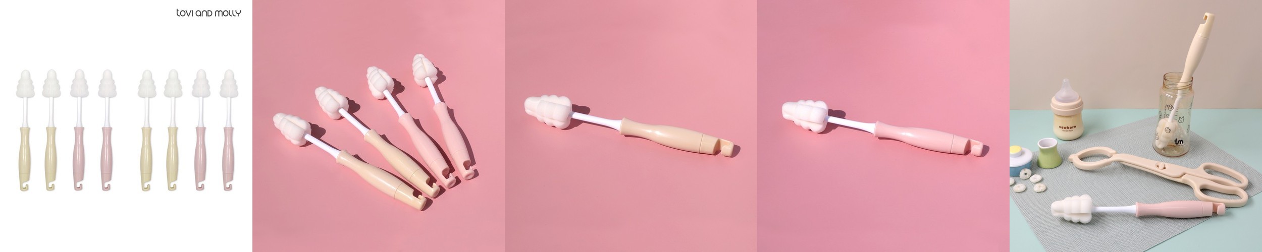 [토비앤몰리] 1+1 젖병 젖꼭지 세척솔 빨대컵 텀블러 브러쉬