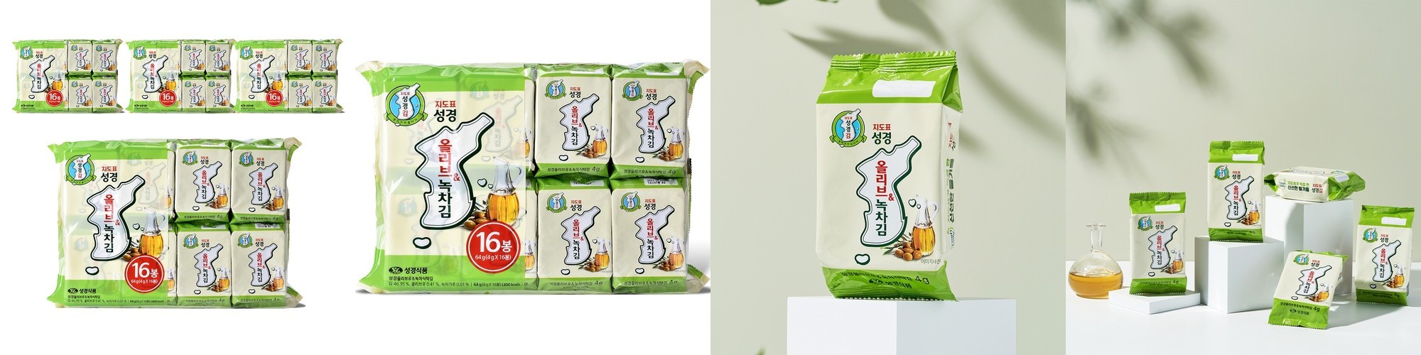 지도표 성경김 올리브 녹차 식탁김 재래 조미 도시락 맛있는 김 16개입, 4개