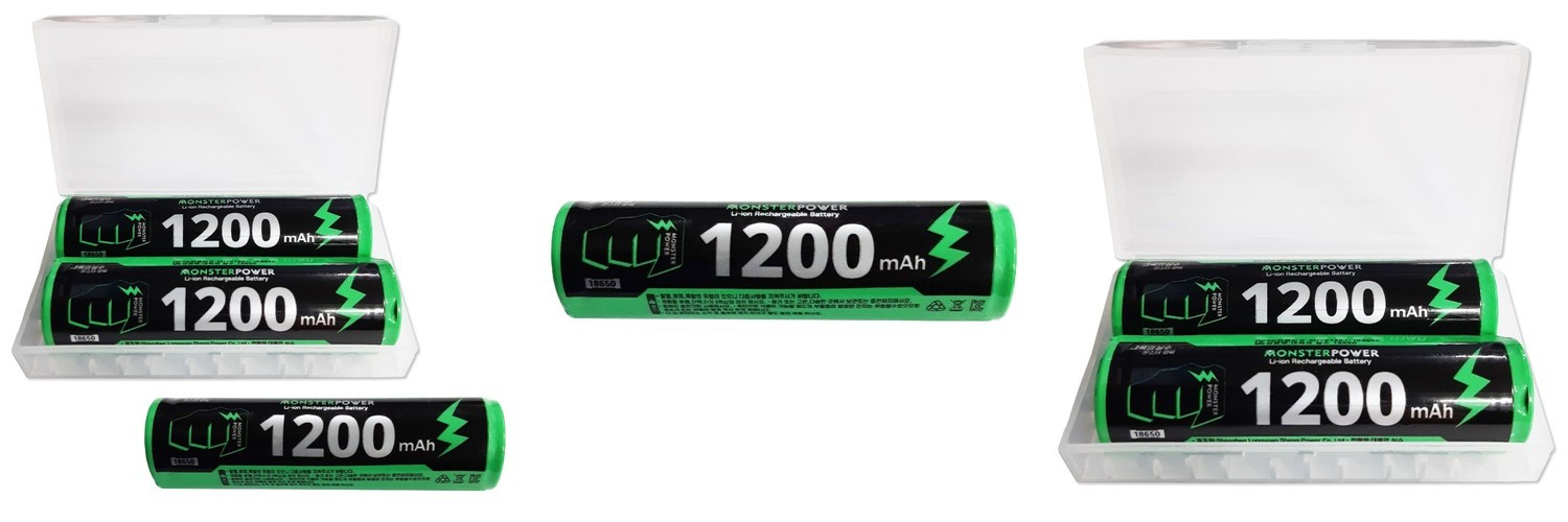 몬스터파워 18650 배터리 1200mAh 보호회로 건전지 리튬이온 충전지 충전식 고방전