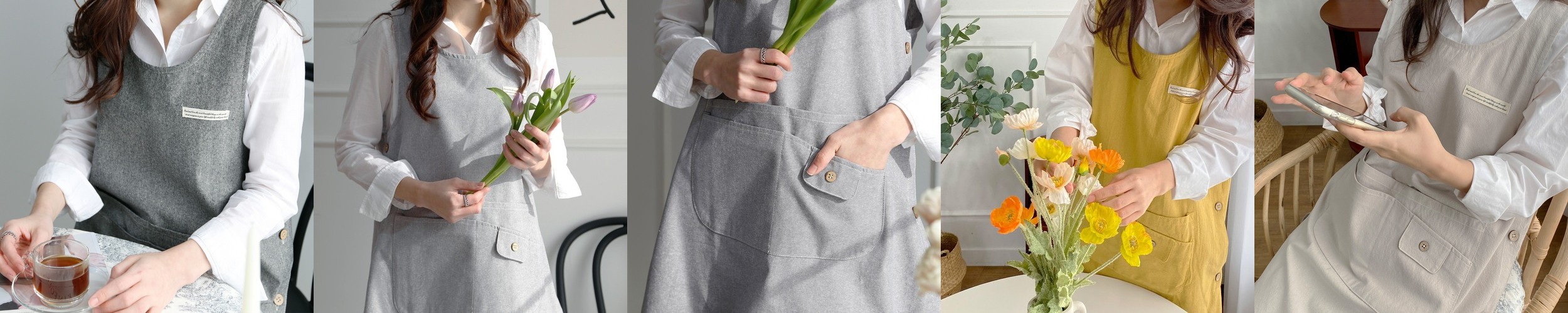 아미앙스 어깨프릴 방수 앞치마 애견미용 미용실 꽃집 카페 뜨왈 에이프런