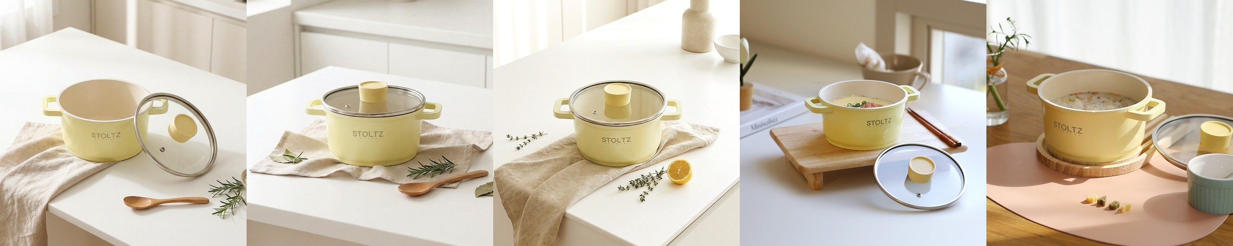 STOLTZ 슈톨츠 쿡웨어 IH 인덕션용 양수냄비 16cm, 레몬머랭