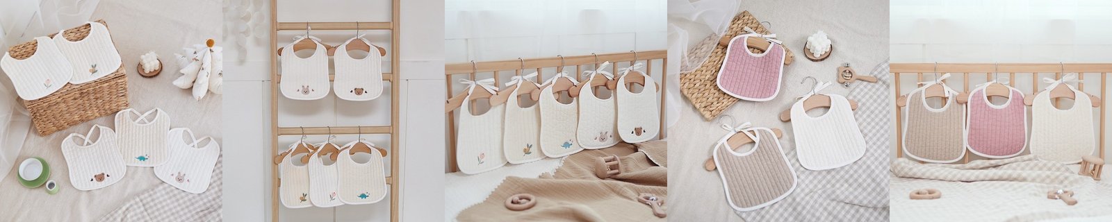 마롤로뜨 엄마 턱받이 수유 앞치마 거즈 아기 침받이 이유식 가운 3중라떼 핑크