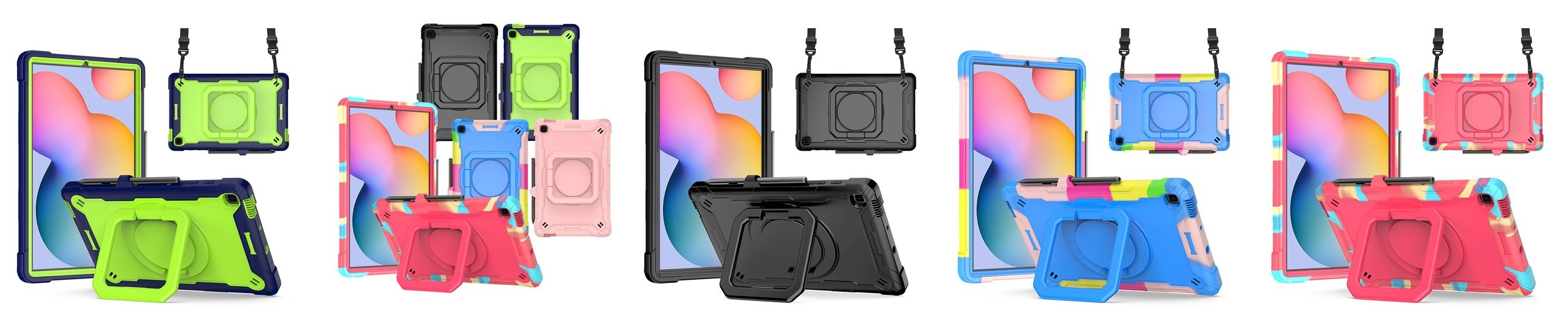 갤럭시탭 S10 플러스 케이스 범퍼 회전 스퀘어 스트랩 아머 올블랙, 탭 S10+