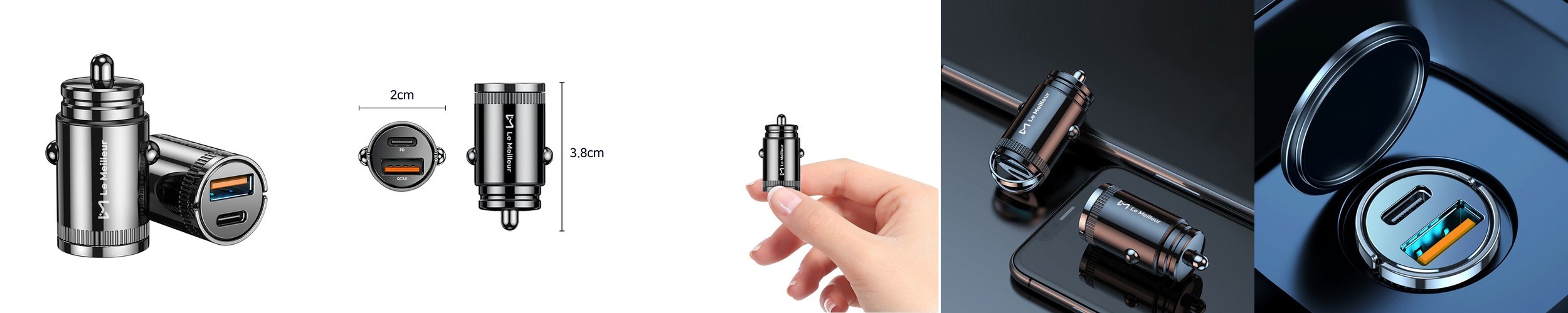 (카이져CR5) 퀄컴 퀵차지 3.0 USB PD 미니 차량용 고속 충전기