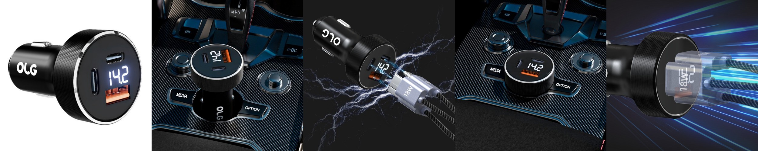 올지 트리플 시거잭 C2 100W 차량용 고속 충전기 3구 시가잭 usb