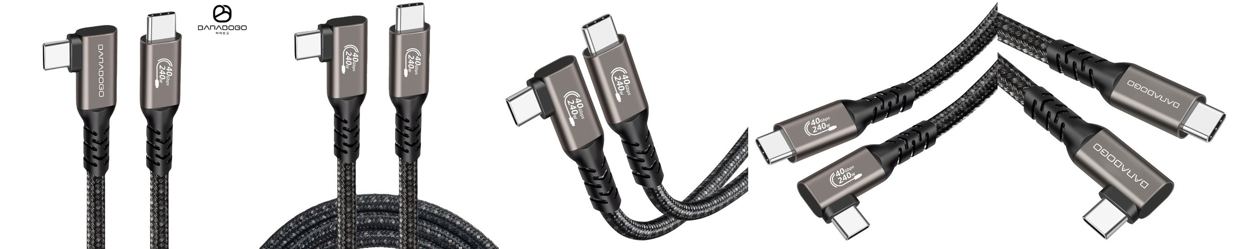썬더볼트4 케이블 CtoC ㄱ자 USB 4.0 240W 8K 60Hz 1.5m, 1개