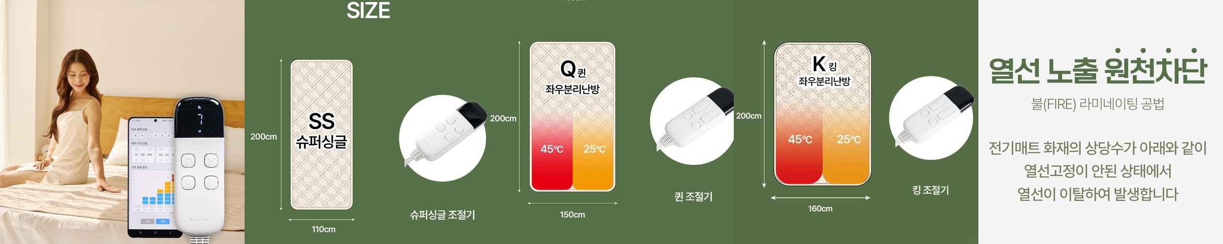몽비오스 그래핀탄소매트 전기 온열매트 전자파없는 워셔블 전기장판 2인용 킹 분리난방