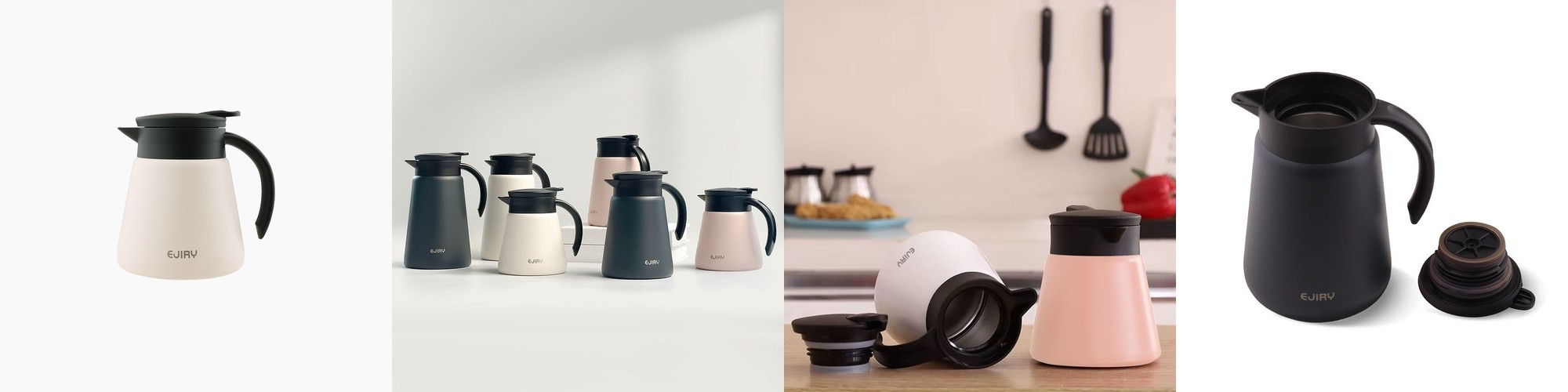 에지리 테이블팟 스텐 보온보냉 주전자 600ml, 프림아이보리