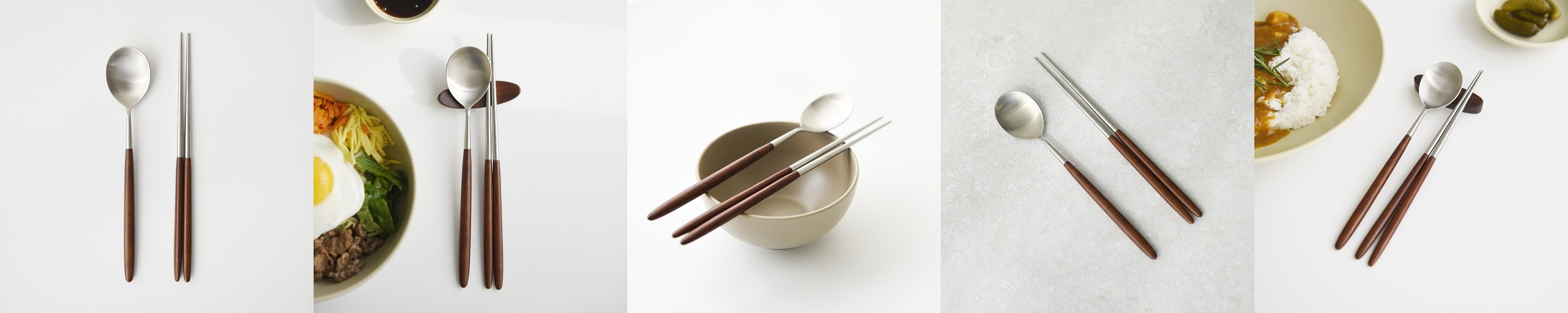 카모메 파스텔 컬러 수저세트 신혼부부수저 한식 숟가락+젓가락, 그레이, 1세트