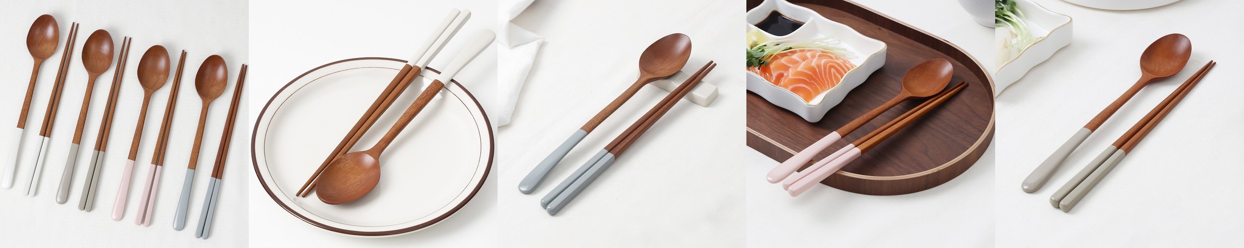 카모메 파스텔 컬러 수저세트 신혼부부수저 한식 숟가락+젓가락, 그레이, 1세트