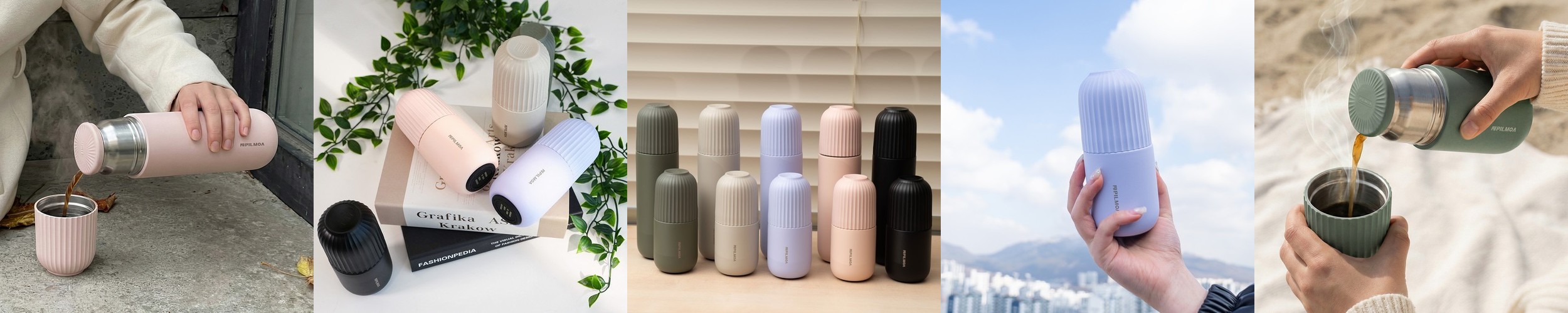 휴대용 진공 유리 보온병 텀블러 헬리오스 엘레강스 0.25L 화이트