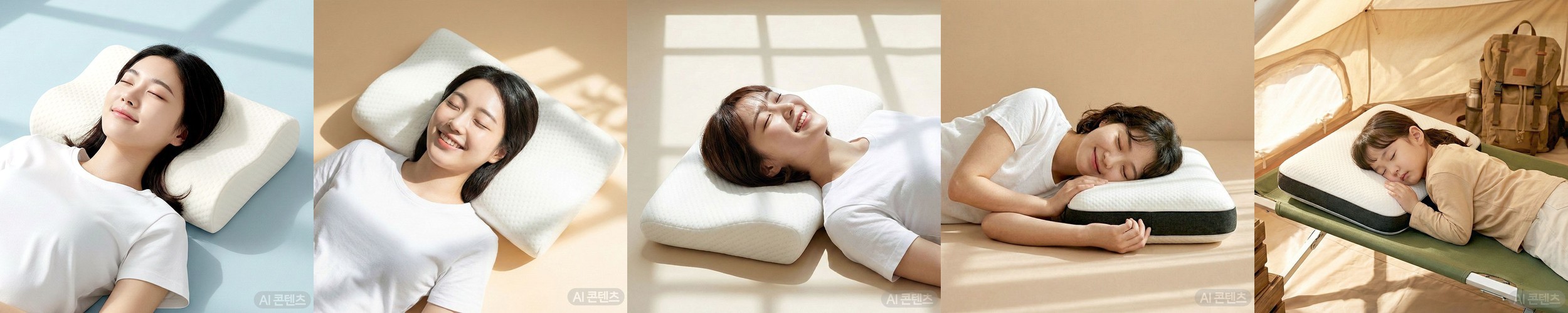 [다니카] 목이편한 크림 롤업 듀얼 필로우 메모리폼 휴대용 경추 베게
