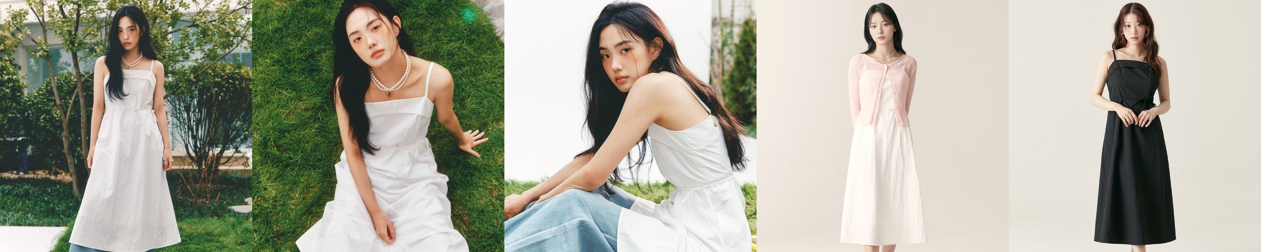 헤이 와플 요루 주름 플리츠 카라 롱 원피스