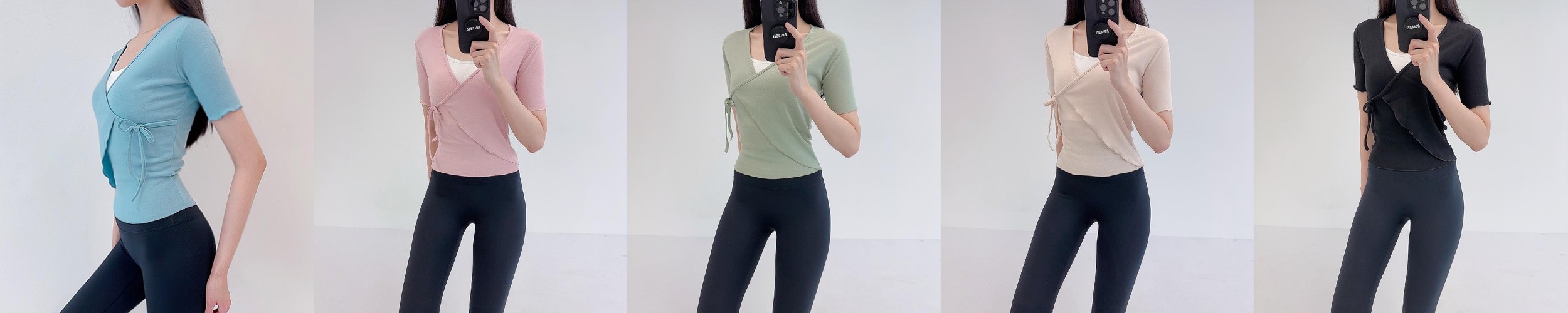 로라벨 프릴셔링 필라테스복 여성 요가복 필라테스 요가 상의 티셔츠 옷 커버업 크롭 복장