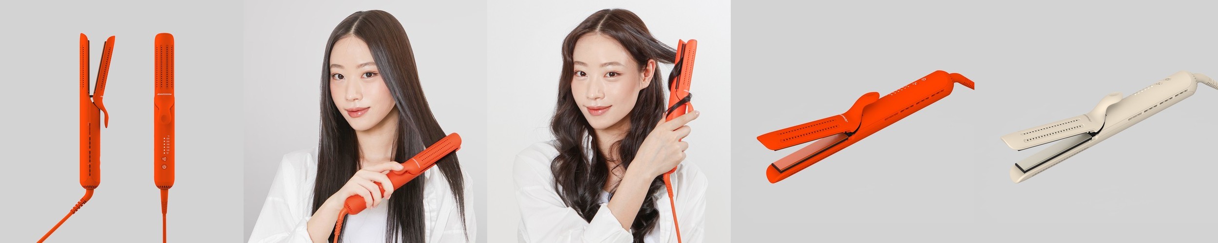 제니퍼룸 에어 쿨링 펌 고데기 프리볼트 봉고데기 판고데기 2in1 매직기 오렌지 JRG-CI3601OG