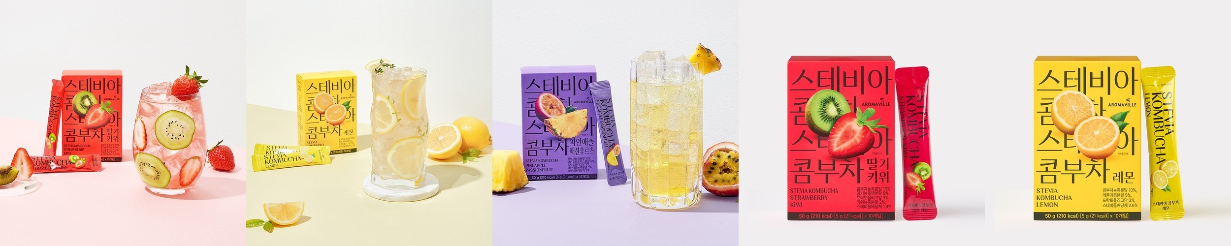 콤부차 레몬 체리 2+2 총 120포 유산균 분말 스틱 스코비 구연산 비타민C함유 순수식품