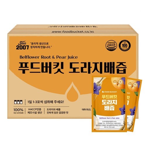 (도라지15%)​ 자연이 만든 도라지배즙 달여서 담은 배즙 스파우트 30포, 1개