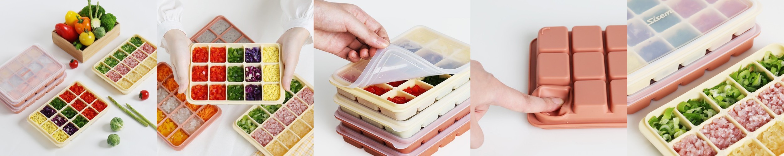 리틀그립 실리콘 이유식 큐브 반투명 뚜껑 포함 8구