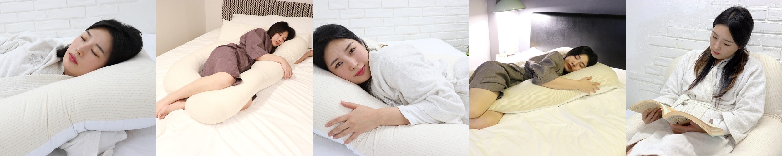 문피스 임산부 바디필로우 오가닉 이색스트라이프 안고자는베개 옆으로자는베개