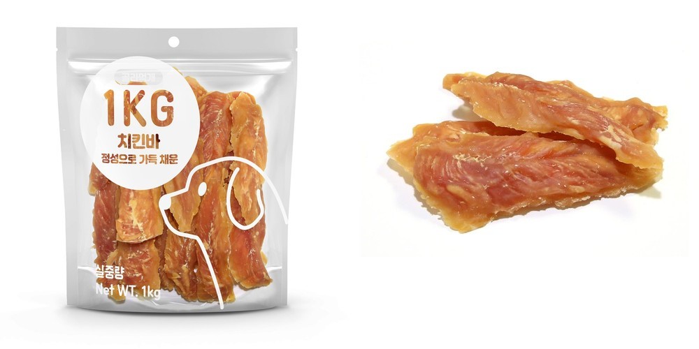 NEW 마이도기 강아지대용량간식 사사미 육포 건조간식 치킨연어포, 300g, 6개
