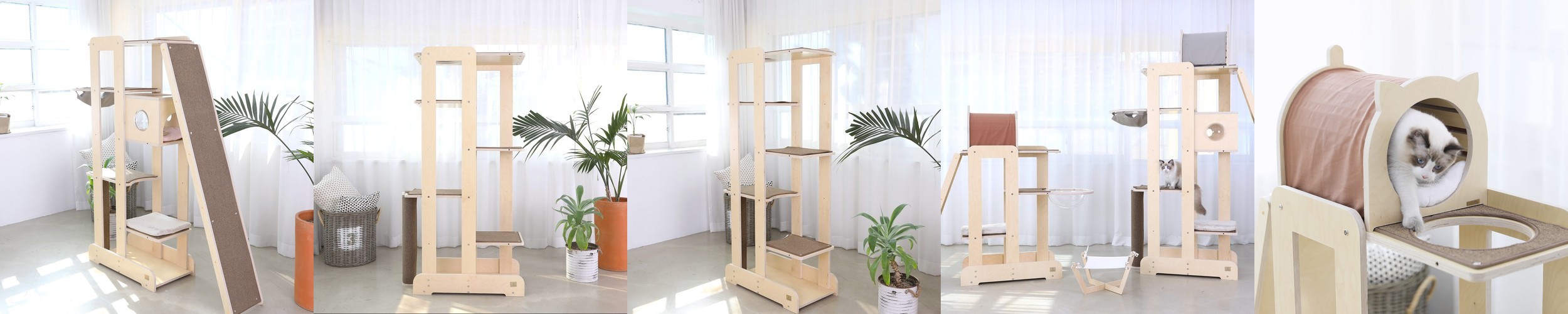 공간녹백 고양이 호텔 캣 타워 폴 원목 빌라 대형 아파트 우드, 일반형 90x60x120