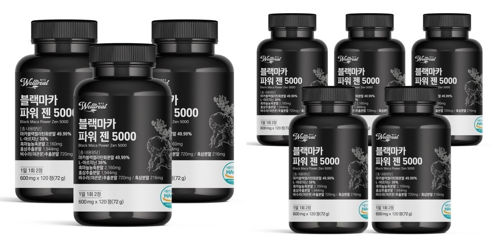 웰트릿 블랙마카 엘아르기닌 흑삼 흑마늘 야관문 함유 3통