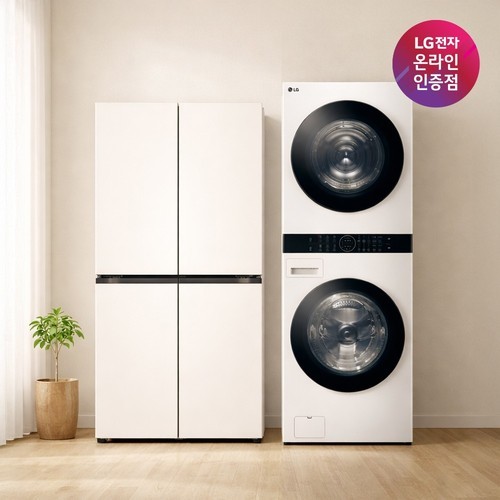 LG 디오스 오브제컬렉션 매직스페이스 냉장고 + LG 트롬 워시타워 (T876MEE111 + W2421WAMR)
