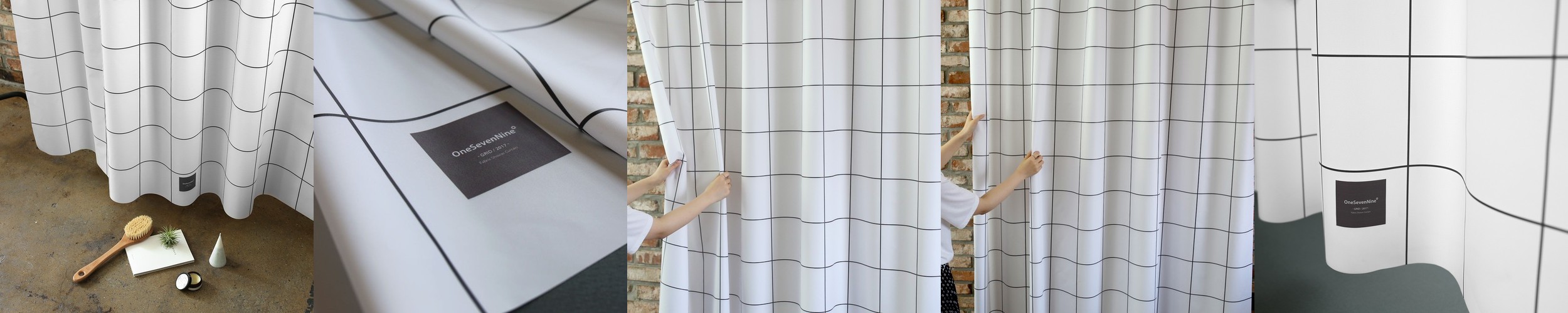원세븐나인 패브릭 샤워커튼 M (180cm X 188cm), 모던 체크