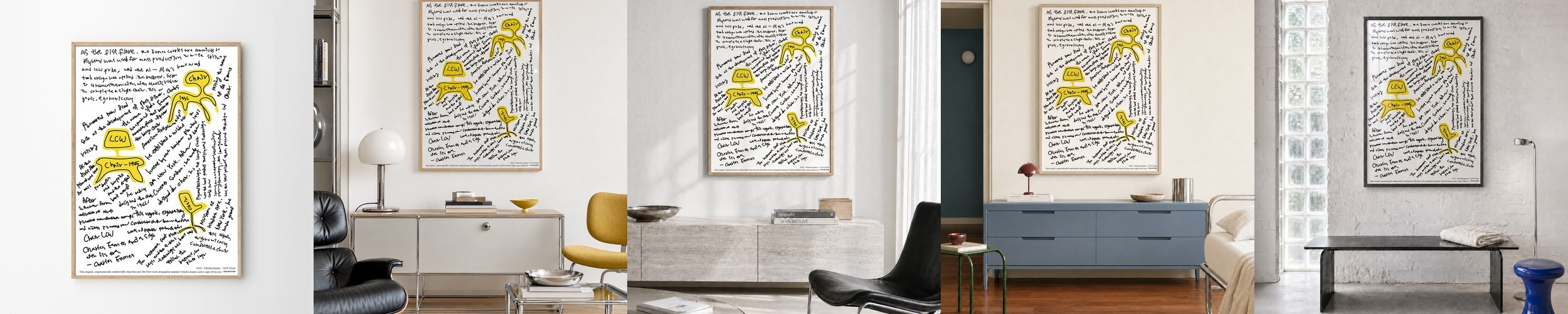 미드센추리모던 디자인 가구 체어 라인드로잉 인테리어 포스터 Furniture