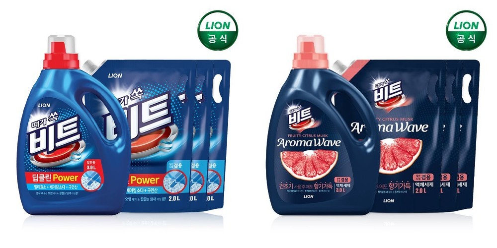 비트 딥클린 파워세탁 액체세제 3L 본품 1개+2L 리필 3개