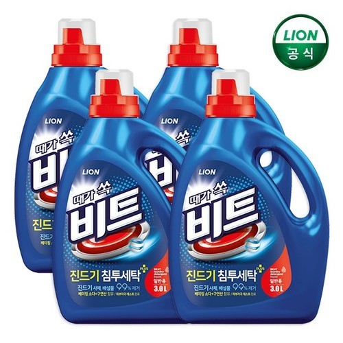 비트 액체세제 진드기 세탁 3L 본품x4개 / 진드기사체 배설물 99%제거,세척력