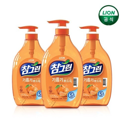 참그린 기름기뽀드득 주방세제 천혜향 1kg 본품 x 3개