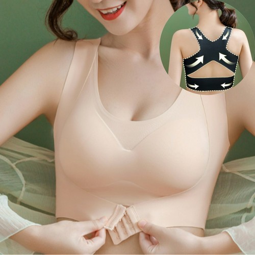빅사이즈 심리스 브라 리얼스킨핏 패드일체 등살 부유방 큰컵 처진가슴 수면 브라렛 스포츠 탑