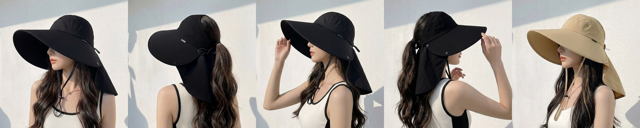 자외선차단 햇빛차단 돌돌이 썬캡 챙넓은 모자 리뉴얼 베이지, FREE(One size)