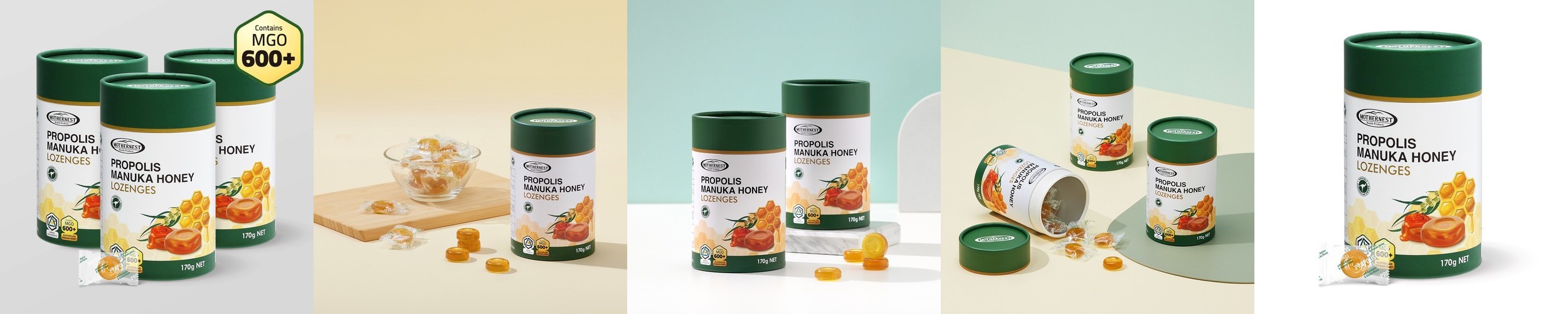 마더네스트 호주산 프로폴리스 마누카 허니 로젠지스 캔디 (MGO600+) 170g, 3개