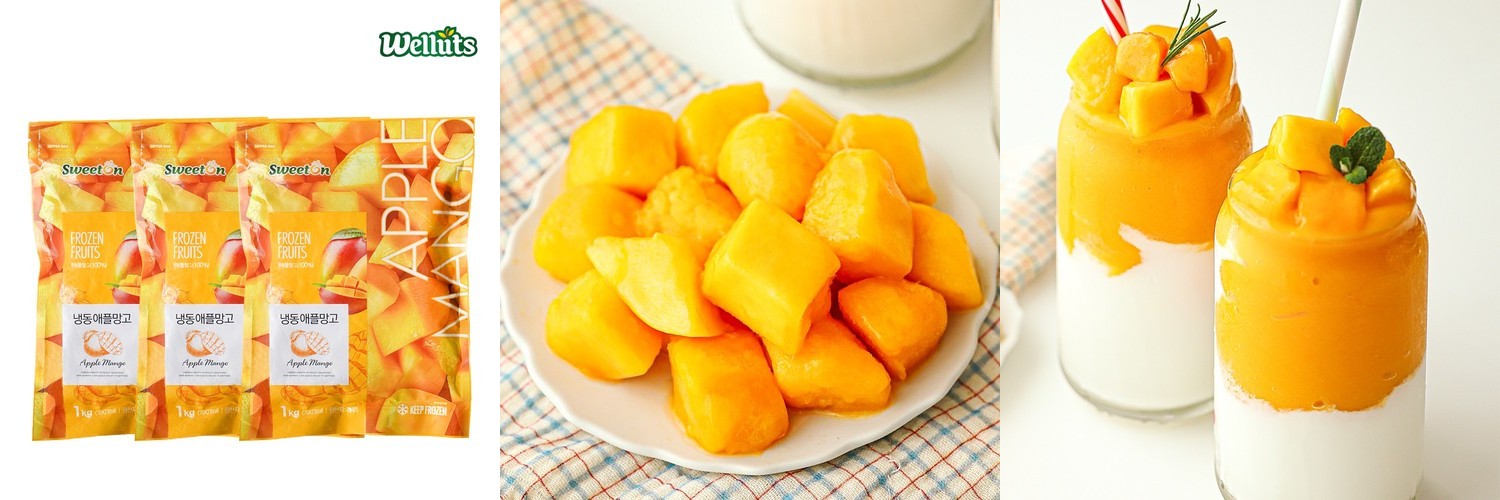 CJ 이츠웰 페루산 냉동 애플망고 1kg 3개+냉동 블루베리 1kg 1개