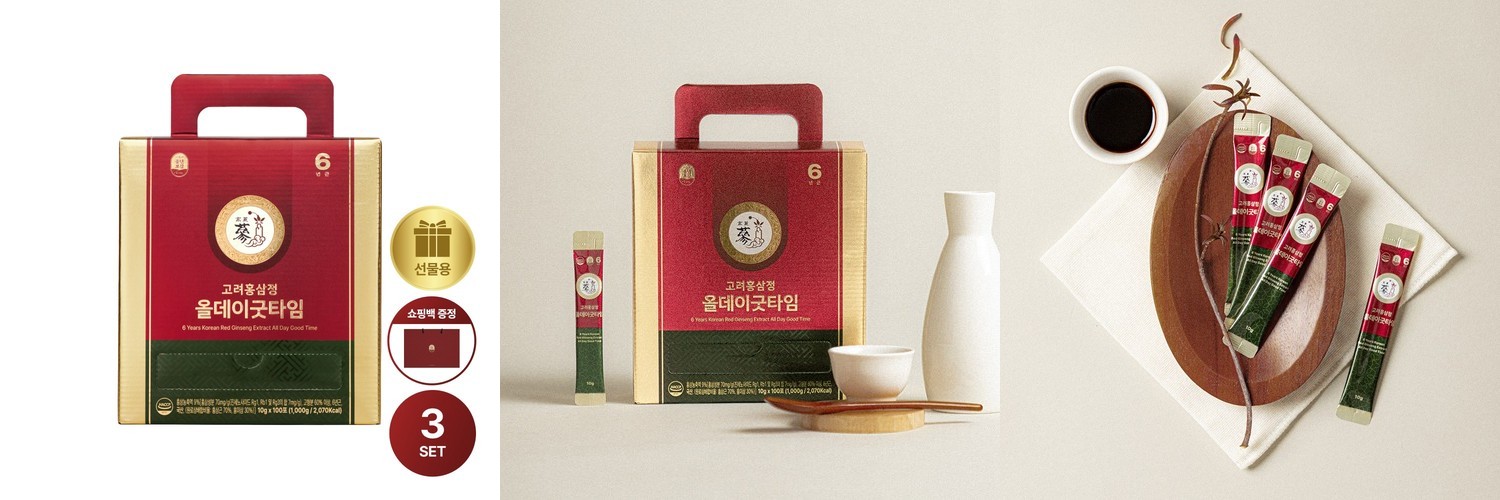 PNBG풍년보감 고려홍삼정 진액 올데이굿타임 스틱 멀티비타민 홍삼선물세트 100포, 3개
