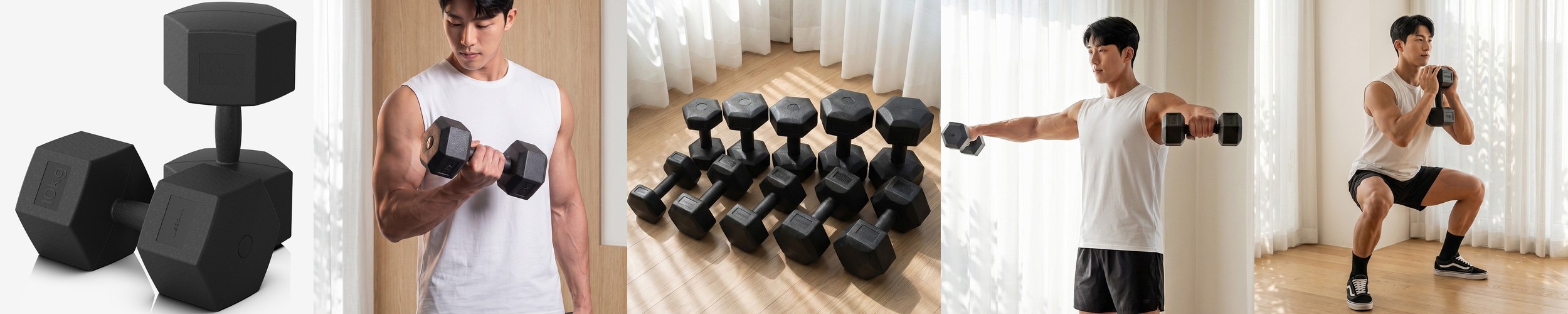 이고진 PE 육각 아령 덤벨 홈트레이닝 헬스장 크로스핏 근력 운동 10kg, 2개