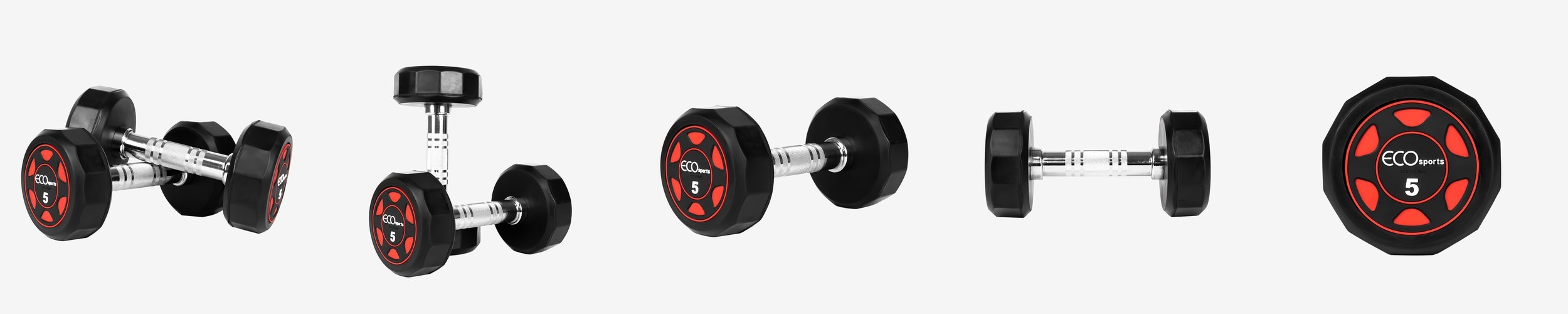 에코스포츠 프리미엄 12각 고무 덤벨 5kg, 2개