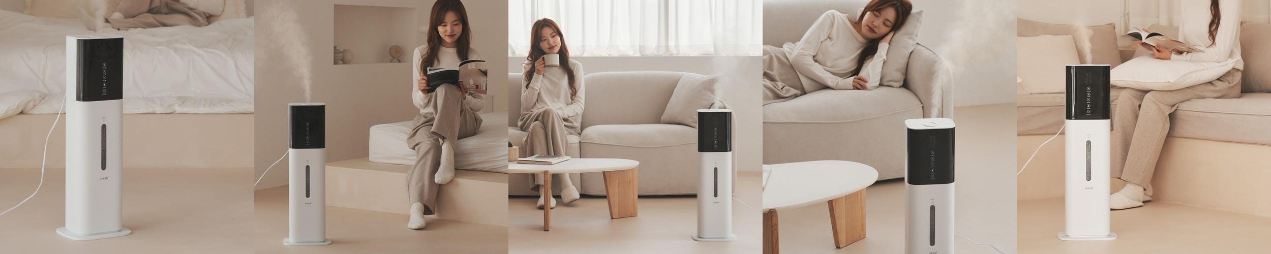 가정용 8L 복합식 가습기 타워형 무드등 대용량 간편세척 HD600A