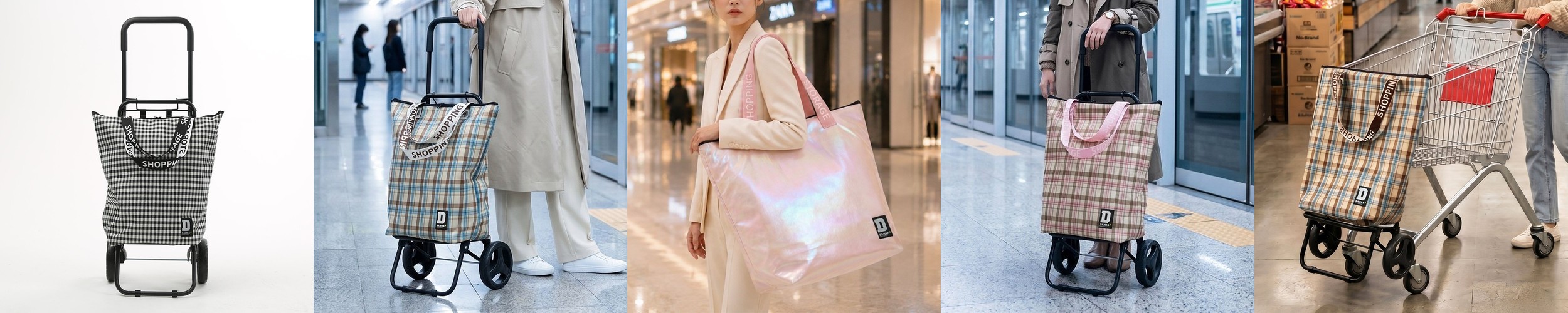 마집사 롤링 카트 올인원 접이식 쇼핑 시장 카트 캐리어 기본형, 실버